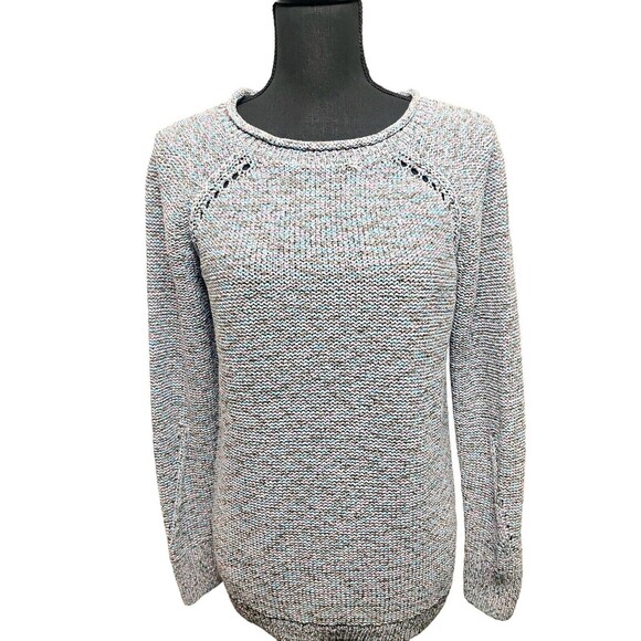 Talbots Women's Sweater Gray with Shades of Blue /Pink Roll Neck Size Medium - Picture 13 of 16